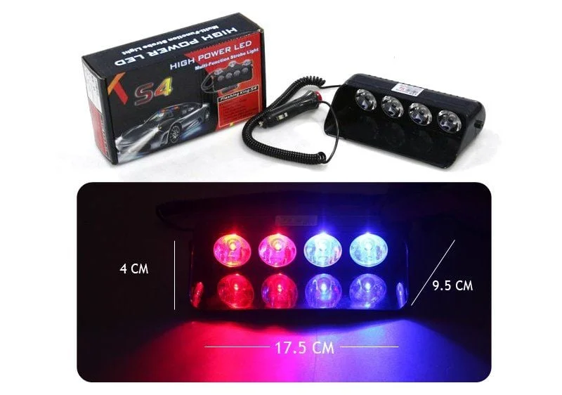 Drs Tuning Flaş LED Uyumlu Çakar 8W Kırmızı-Mavi 8 Fonksiyonlu 173
