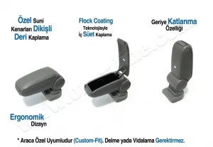Citroen Nemo Uyumlu Gri Kol Dayama - Kolçak 2007 Ve Sonrası Gri