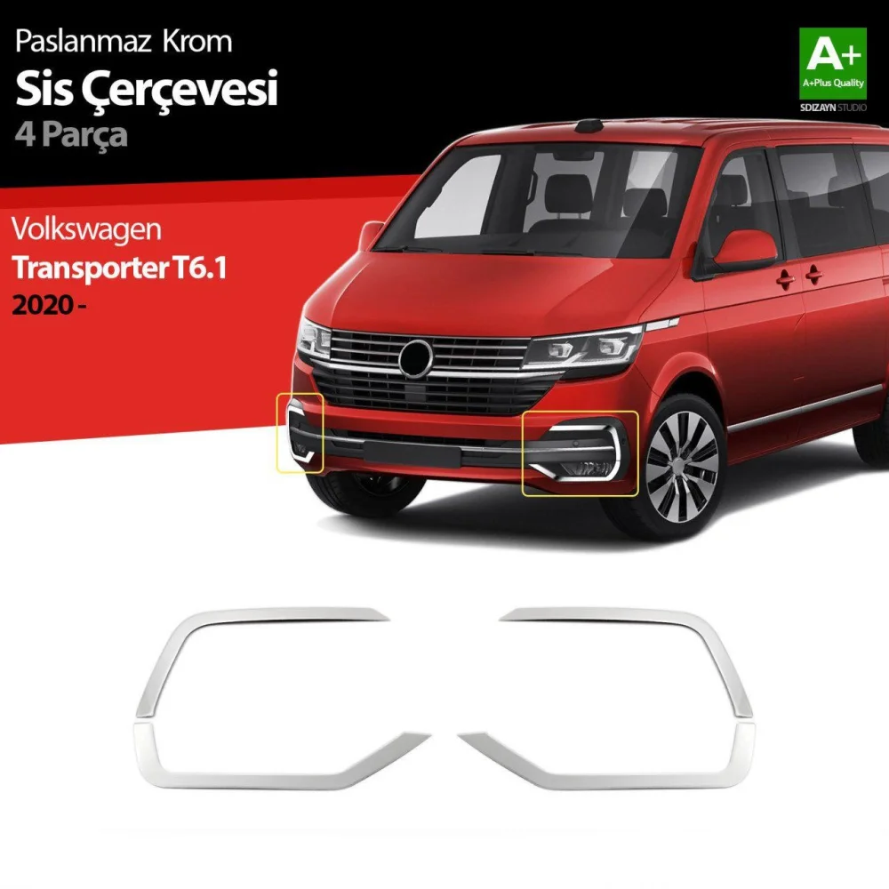 Drs Tuning VW Transporter T6.1 Krom Sis Farı Çerçevesi 4 Prç. 2020-2025