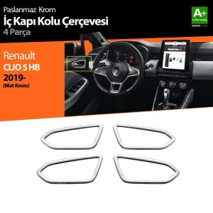 S-Dizayn Renault Clio 5 Krom İç Kapı Kolu Çerçevesi 4 Prç. 2019 Üzeri (Mat Krom)Not: &Uuml;r&uuml;n fır&ccedil;alı Mat Kromdur !
Araca &Ouml;zel Krom Aksesuar&U