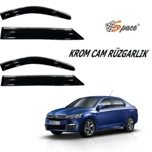 Citroen C-Elysee 2014-2021 Krom Cam Rüzgarlığı Caru422