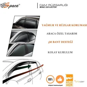 Space Cam Rüzgarlığı 9mm Toyota/Avensıs 2012 4'lü Set / CARU142 - Görsel 2