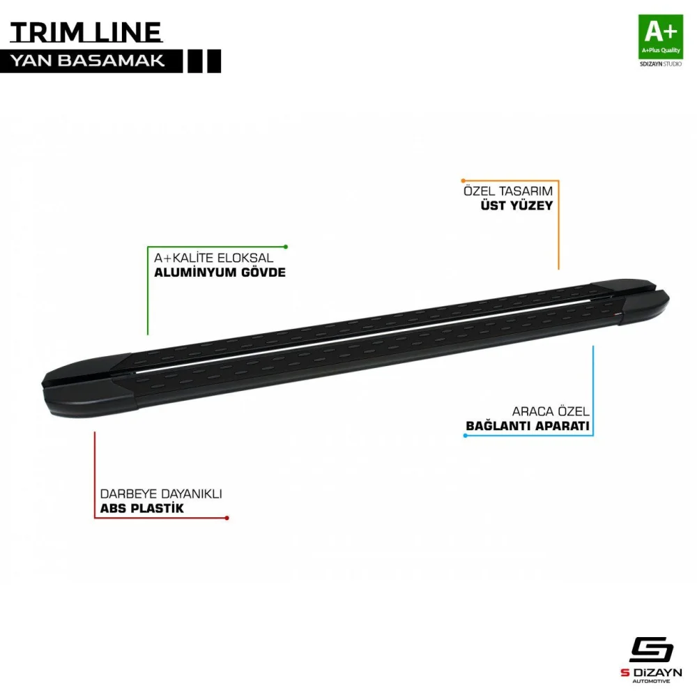 Drs Tuning Caddy Uyumlu 4 Trimline Siyah Yan Basamak 197 Cm 2020 Üzeri