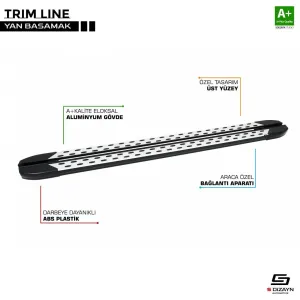 Drs Tuning Ford Connect Uzun Şase Trimline Gri Yan Basamak 210 Cm 2002-2014 A+ Kalite