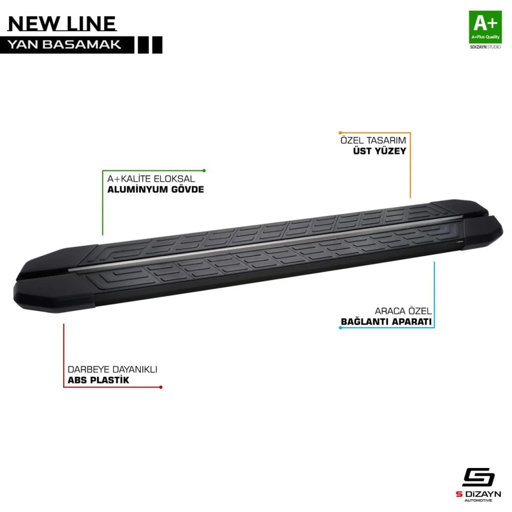 VW Transporter T6 Kısa Şase NewLine Siyah Yan Basamak 213 Cm 2015-2019 A+ Kalite