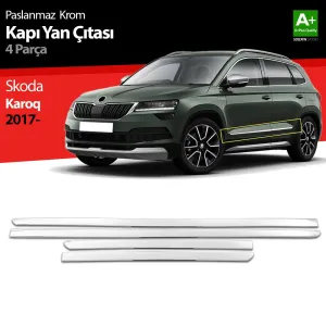 S-Dizayn Skoda Karoq Krom Kapı Yan Çıtası 4 Prç 2017 ÜzeriNot: Kapı &Ccedil;ıtası bulunmayan ara&ccedil;larda, yan kapı b&ouml;l&uuml;mlerine aracın kaportasına