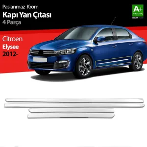 Citroen C-Elysee 2012-2017 Krom Kapı Yan Çıtası 4 Prç