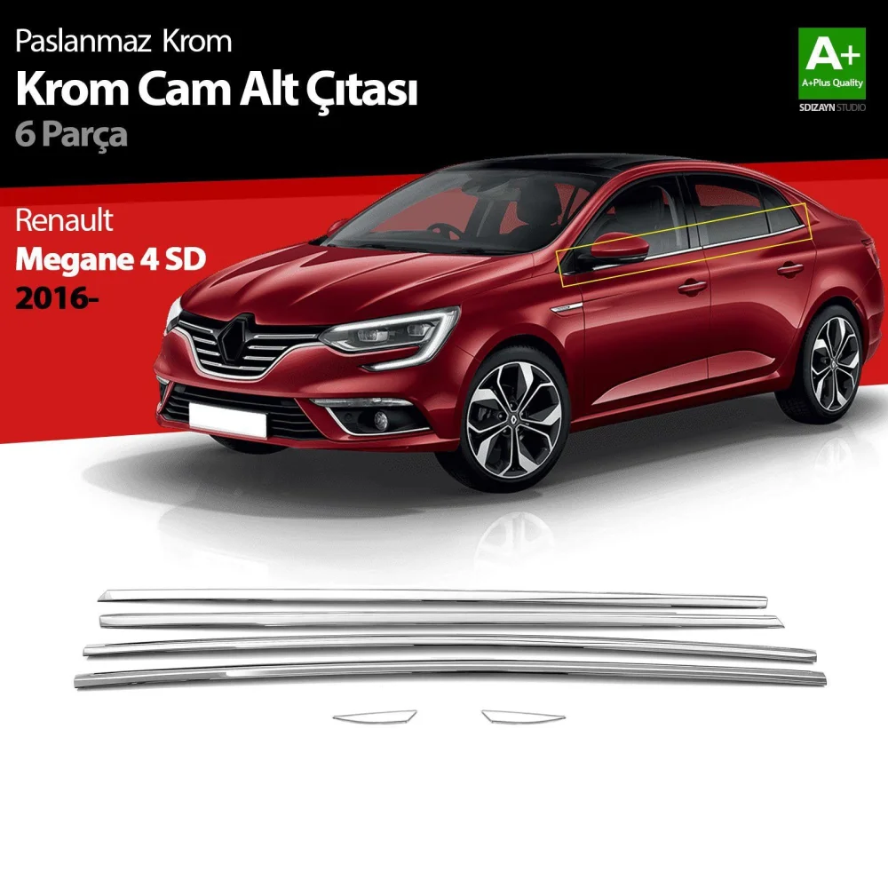 Drs Tuning Renault Megane 4 SD Krom Cam Çıtası 6 Prç. 2016 Üzeri
