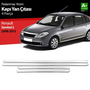 S-Dizayn Renault Symbol 2 Krom Kapı Yan Çıtası 2008-2013Not: Kapı &Ccedil;ıtası bulunmayan ara&ccedil;larda, yan kapı b&ouml;l&uuml;mlerine aracın kaportasına m