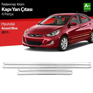 S-Dizayn Hyundai Accent Blue Krom Kapı Yan Çıtası 2011-2017Not: Kapı &Ccedil;ıtası bulunmayan ara&ccedil;larda, yan kapı b&ouml;l&uuml;mlerine aracın kaportasın