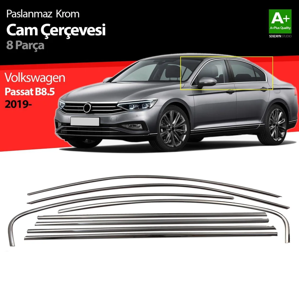 Drs Tuning VW Passat B8.5 Krom Cam Çerçeve 8 Parça 2019-2023