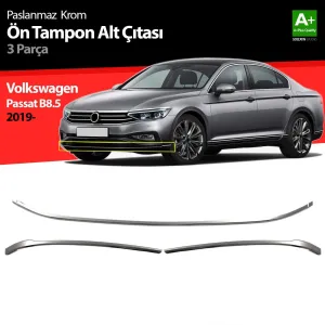 Volkswagen Passat Uyumlu B8.5 Krom Ön Tampon Alt Çıtası 3 Parça 2019 Ve Üzeri
