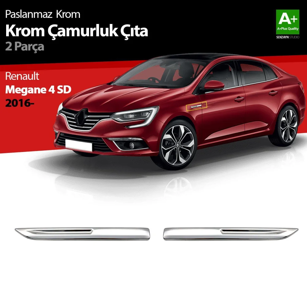 Renault Megane Uyumlu 4 Krom Çamurluk Sinyal Çıtası 2 Parça. 2016-2020