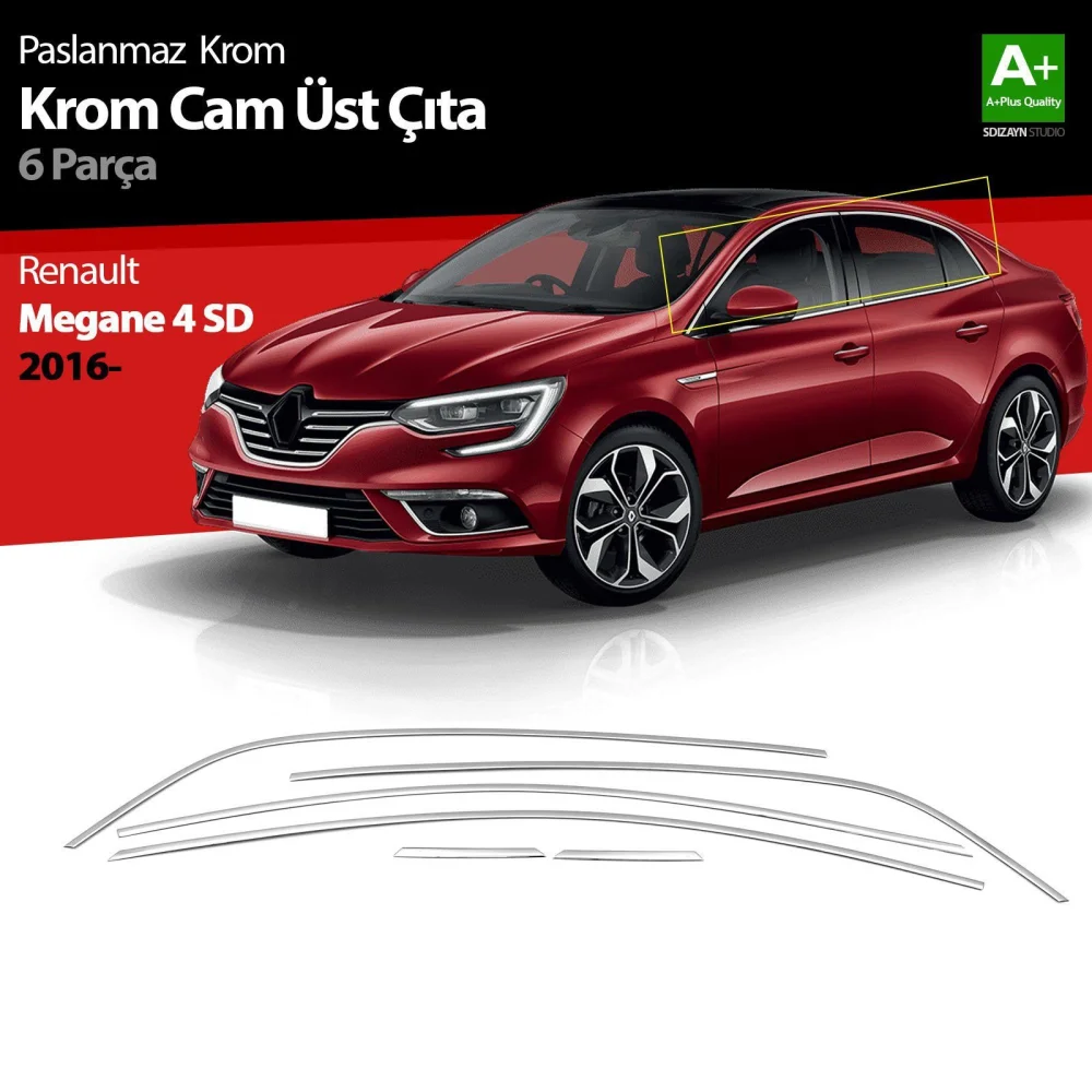 Drs Tuning Renault Megane 4 SD Krom Cam Üst Çıtası 6 Prç. 2016 Üzeri