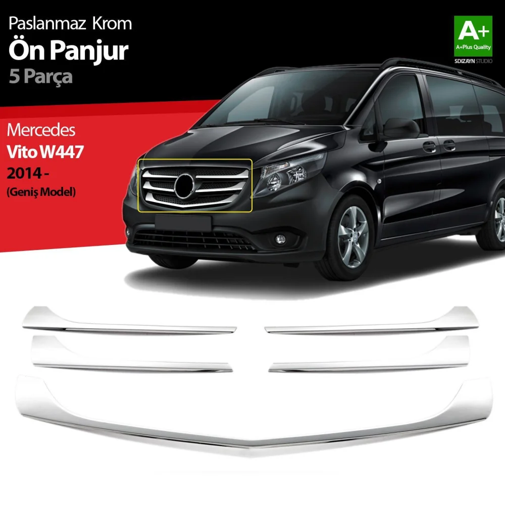 Mercedes Vito Uyumlu W447 Krom Ön Panjur Geniş Model 5 Parça. 2014-2020