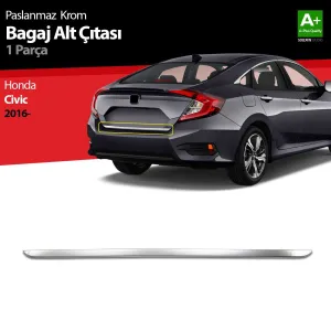 S-Dizayn Honda Civic Krom Bagaj Alt Çıta 2016-2021Araca &Ouml;zel Krom Aksesuar&Uuml;r&uuml;n &Ouml;zellikleri:Krom &uuml;r&uuml;nler ara&ccedil; &uuml;zerinde 