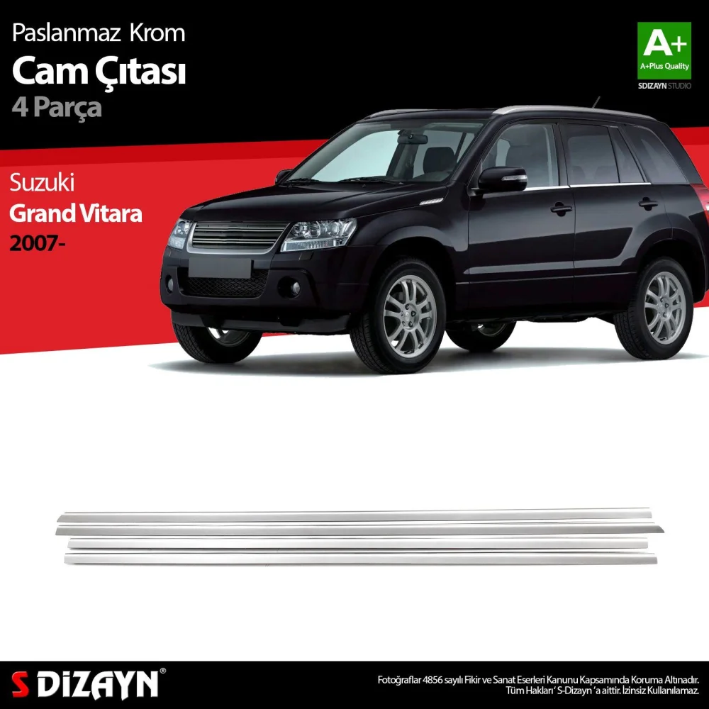 Drs Tuning Suzuki Grand Vitara Krom Cam Çıtası 4 Prç. 2007-2014