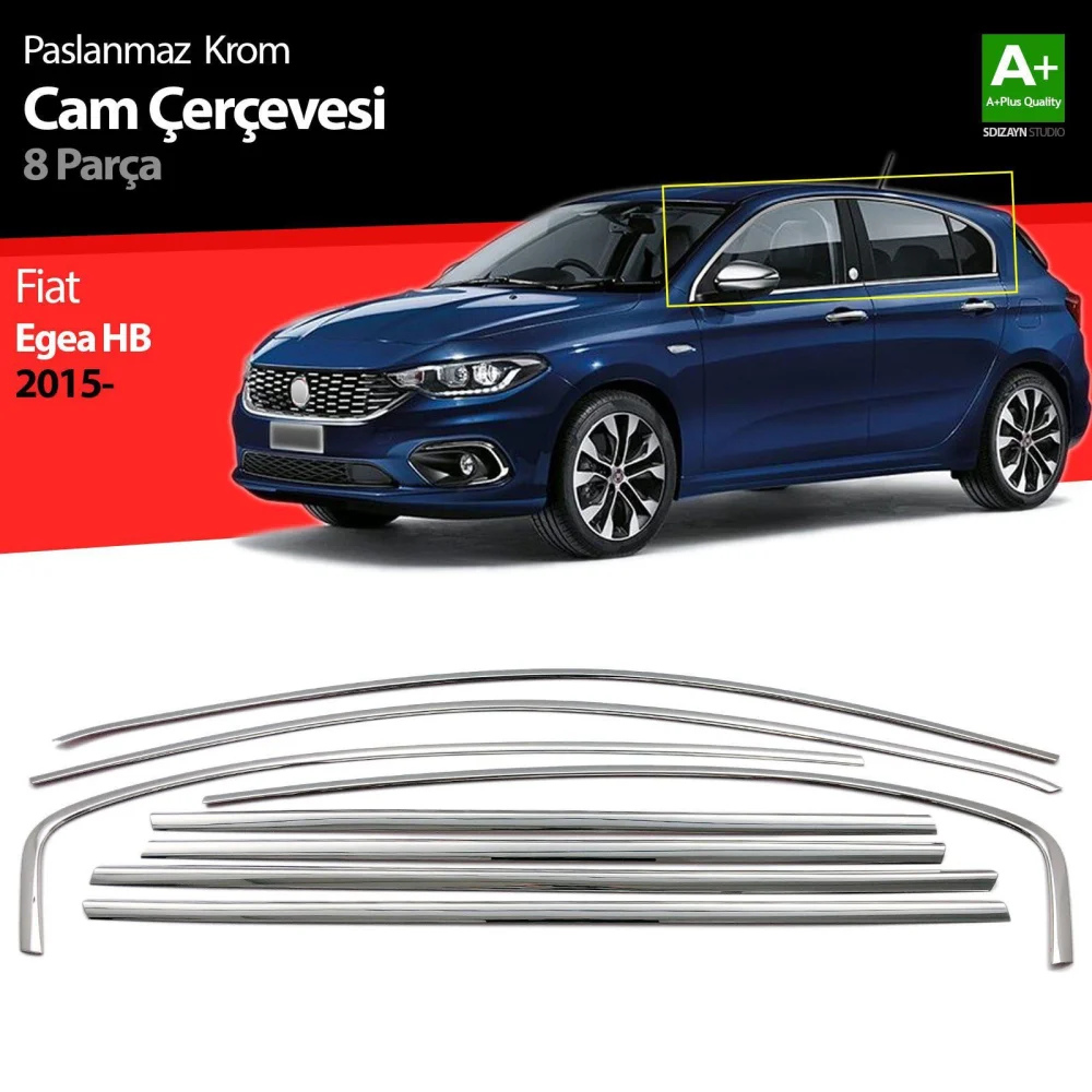 Drs Tuning Fiat Egea HB Krom Cam Çerçevesi 8 Prç. 2015 Üzeri A+ Kalite