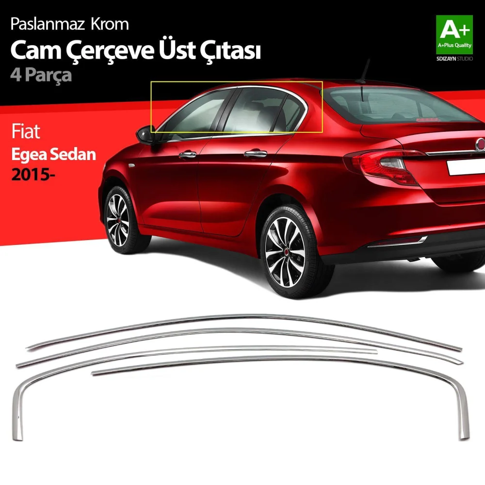 Drs Tuning Fiat Egea SD Krom Cam Üst Çıtası 4 Prç. 2015 Üzeri A+ Kalite