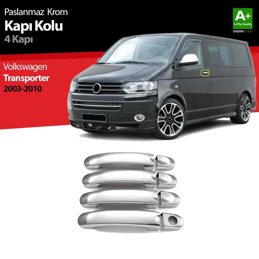 Volkswagen T5 Uyumlu Transporter Krom Kapı Kolu 4 Kapı 2003-2010