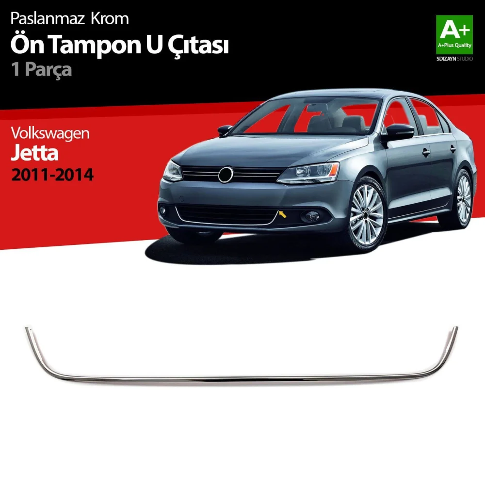 Drs Tuning VW Jetta Krom U Formlu Ön Tampon Çıtası 1 Prç. 2011-2014