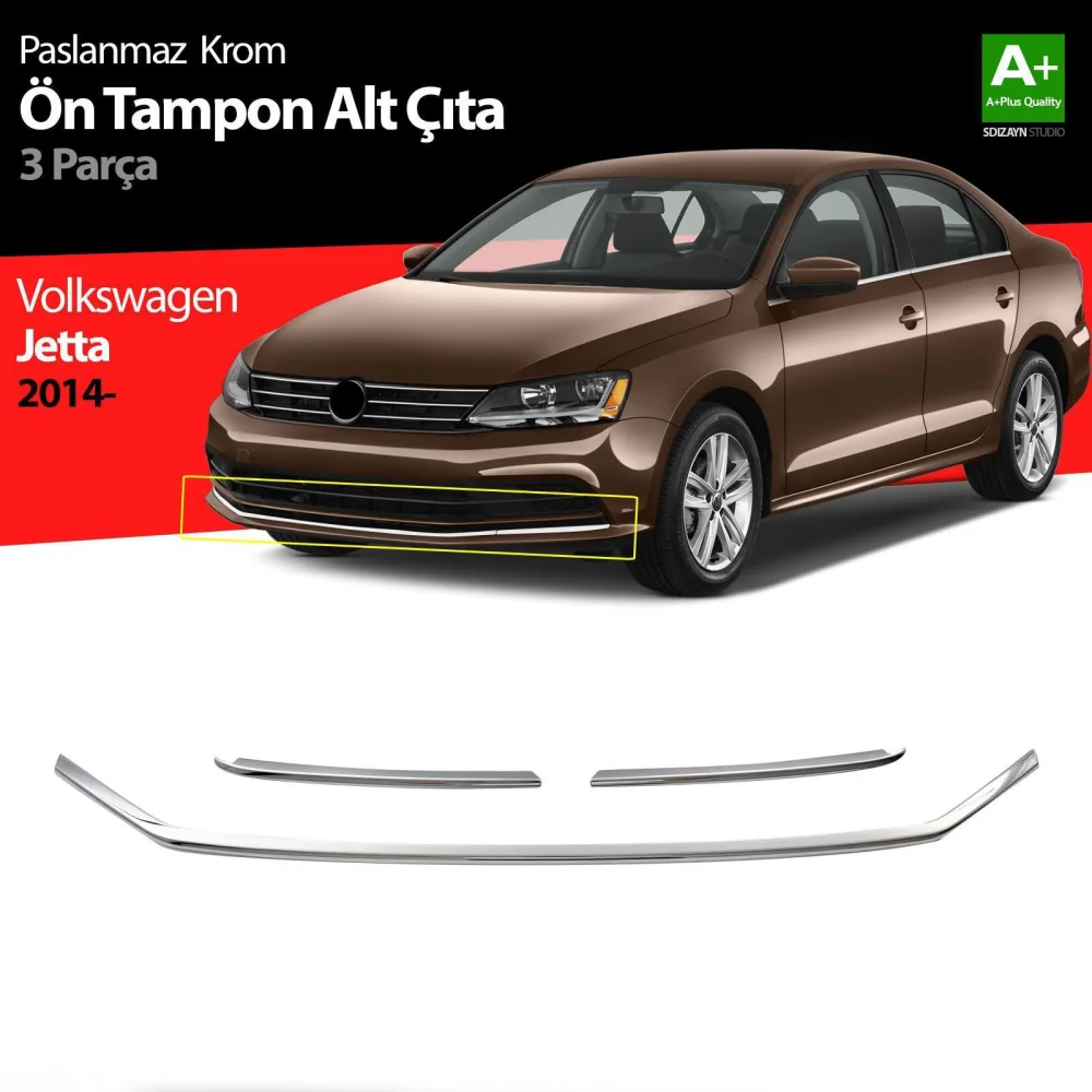 Drs Tuning VW Jetta Krom Ön Tampon Çıta 3 Prç. 2014-2019