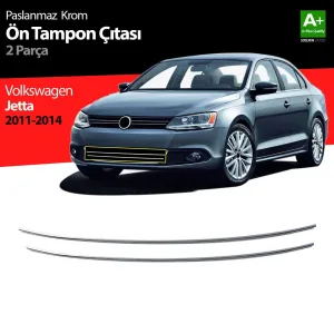 Volkswagen Jetta Uyumlu Krom Ön Tampon Çıta 2 Parça 2011-2014