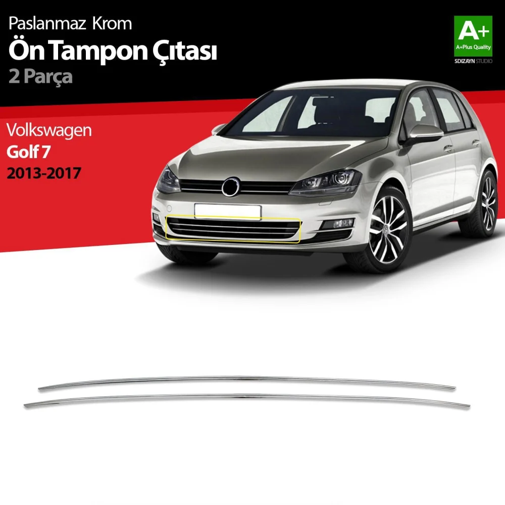 Drs Tuning VW Golf 7 Krom Ön Tampon Çıtası 2 Prç. 2013-2017