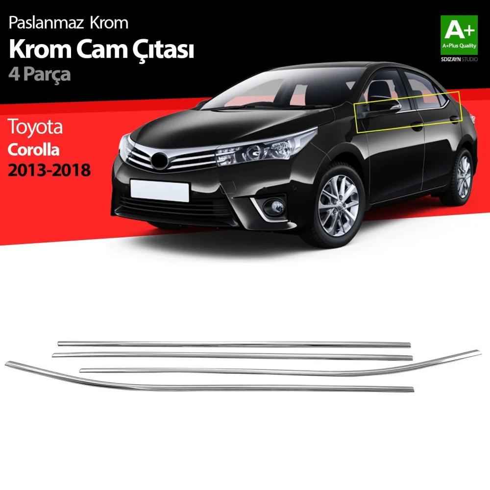 Drs Tuning Toyota Corolla Krom Cam Çıtası 4 Prç. 2013-2018