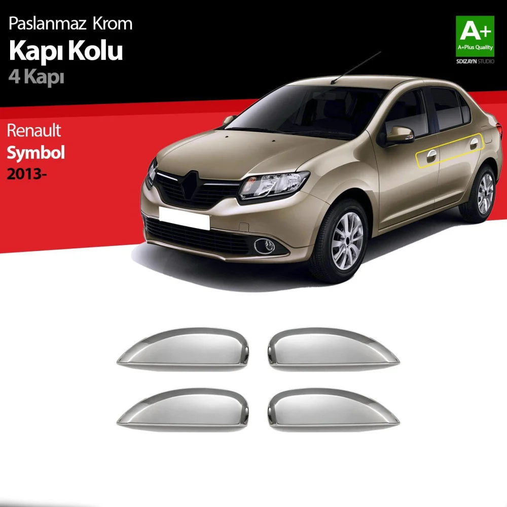 Renault Symbol Uyumlu 3 Krom Kapı Kolu 4 Kapı 2013 Üzeri