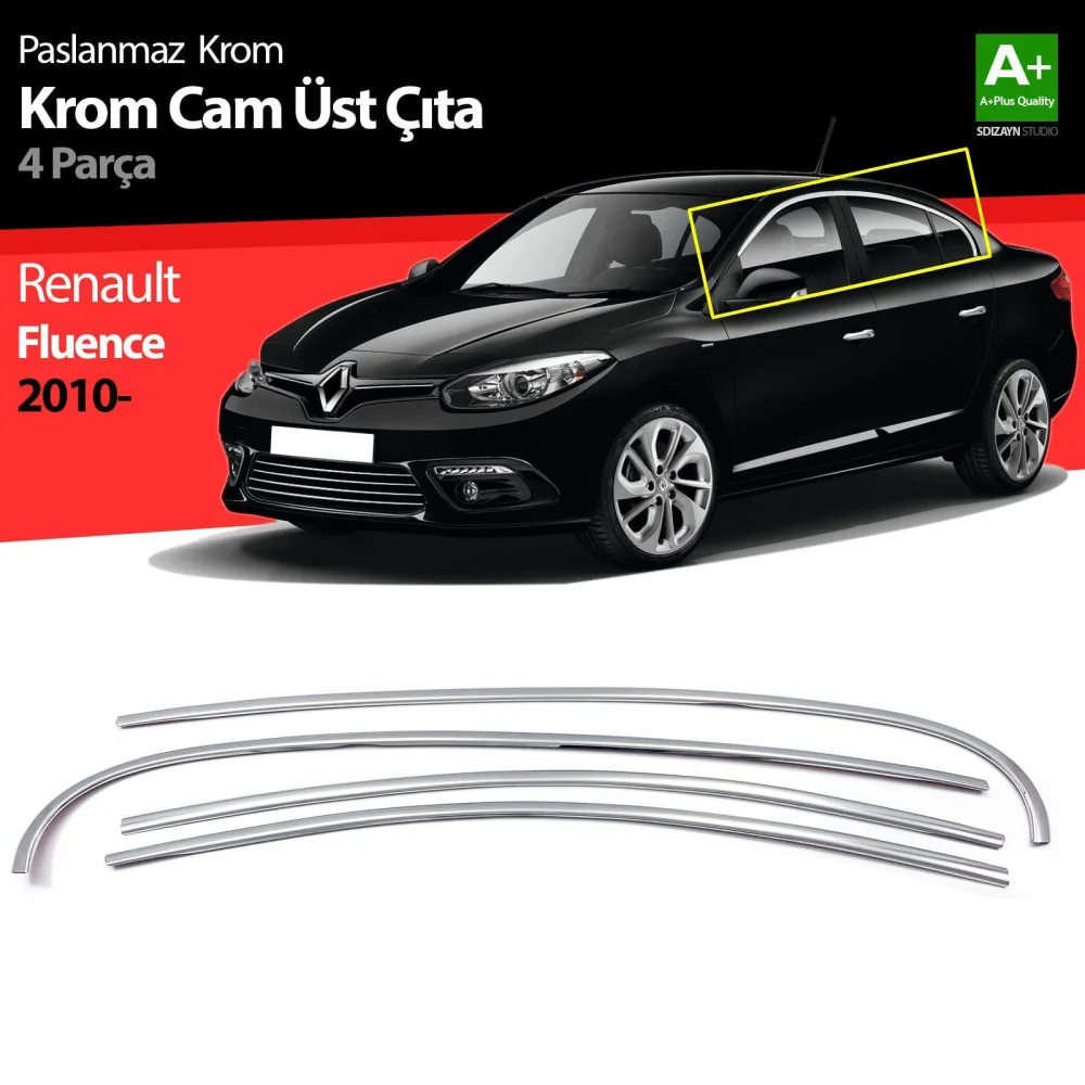 Drs Tuning Renault Fluence Krom Cam Üst Çıtası 4 Prç 2010-2016