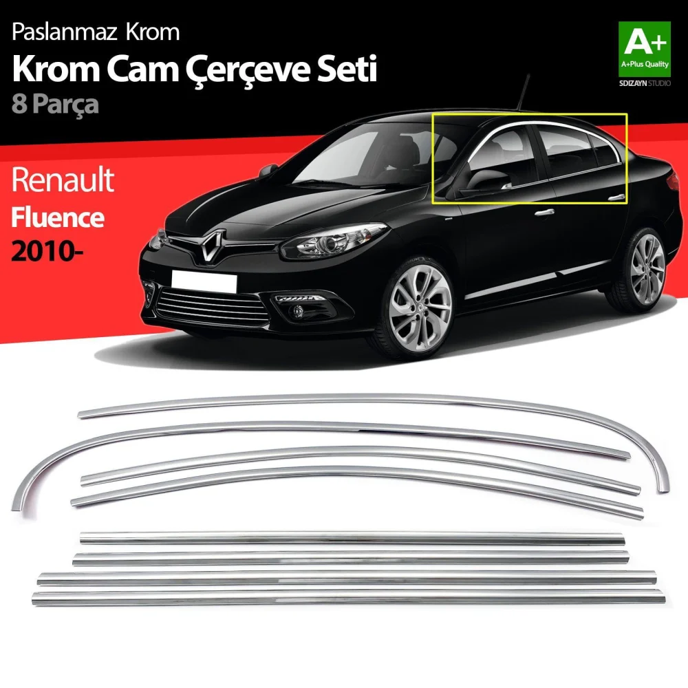 Drs Tuning Renault Fluence Krom Cam Çerçeve Seti 8 Prç 2010-2016 A+ Kalite
