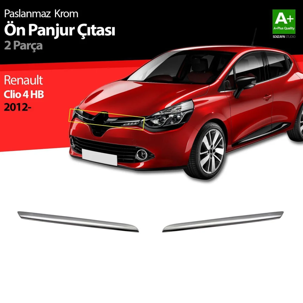 Renault Clio Uyumlu 4 Hatchback Krom Ön Panjur 2 Parça. 2012 Üzeri