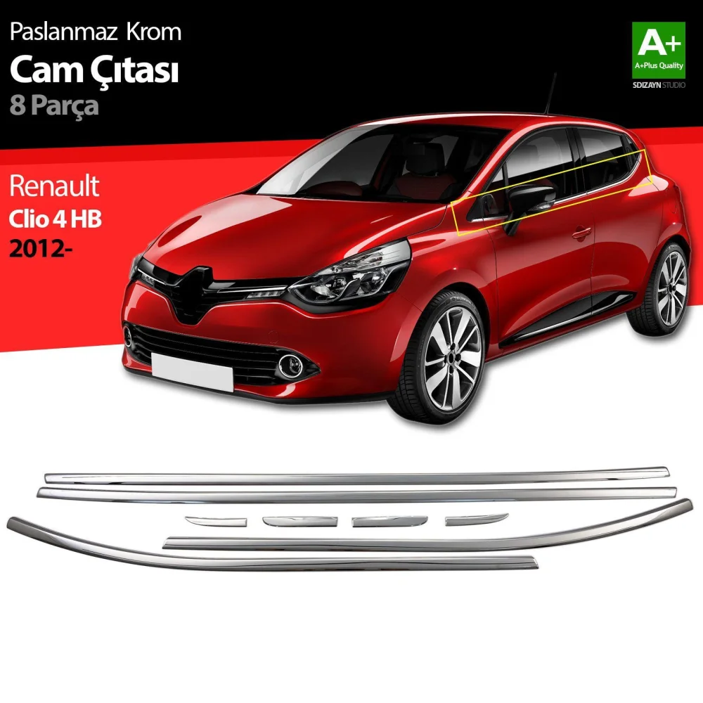 Drs Tuning Renault Clio 4 HB Krom Cam Çıtası 8 Prç. 2012-2019