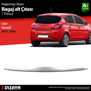 S-Dizayn Opel Corsa E Krom Bagaj Alt Çıtası 2015-2019Araca &Ouml;zel Krom Aksesuar&Uuml;r&uuml;n &Ouml;zellikleri:Krom &uuml;r&uuml;nler ara&ccedil; &uuml;zerin