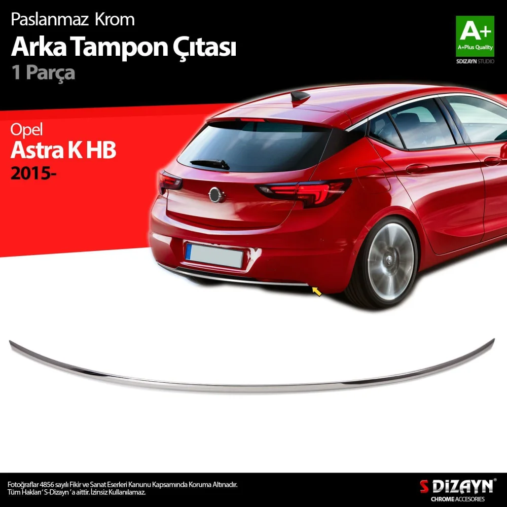 Drs Tuning Opel Astra K HB Krom Arka Tampon Çıta 2015-2022