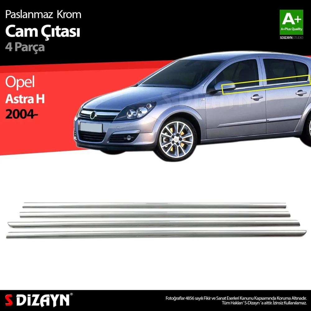 Drs Tuning Opel Astra H HB Krom Cam Çıtası 4 Prç 2004-2013