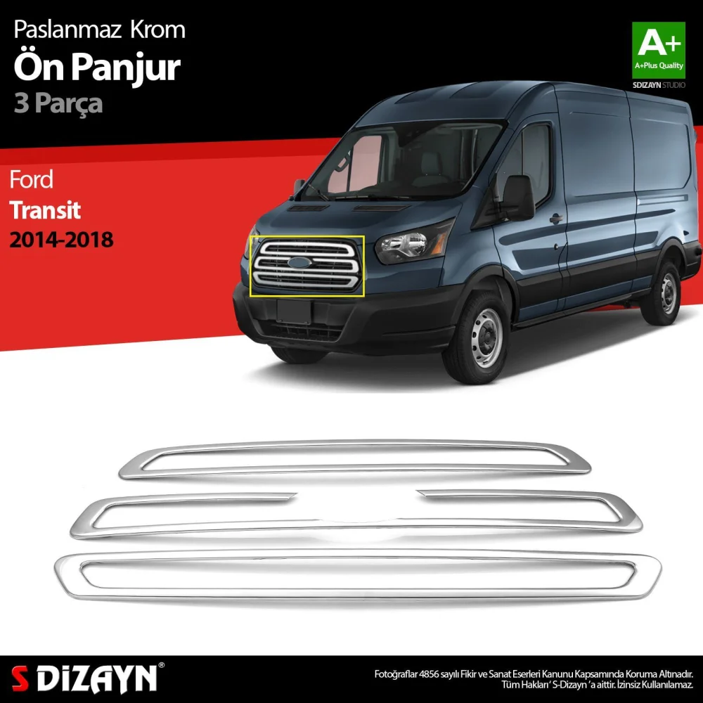 Drs Tuning Ford Transit Krom Ön Panjur 3 Parça 2014-2018
