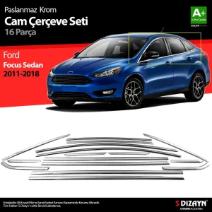 S-Dizayn Ford Focus 3 SD Krom Cam Çerçevesi 16 Prç 2011-2018 A+ KaliteAraca &Ouml;zel Krom Aksesuar&Uuml;r&uuml;n &Ouml;zellikleri:Krom &uuml;r&uuml;nler ara&cc