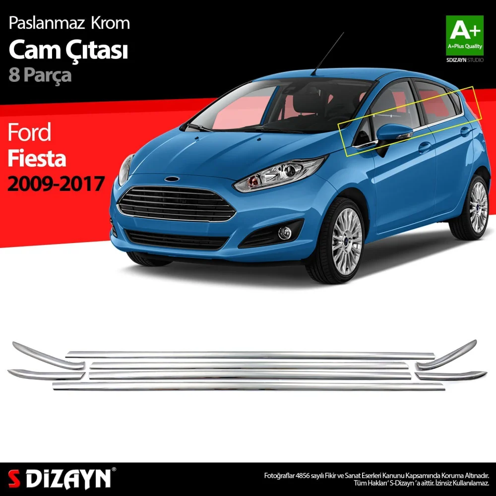 Drs Tuning Ford Fiesta Krom Cam Çıtası 8 Prç 2009-2017