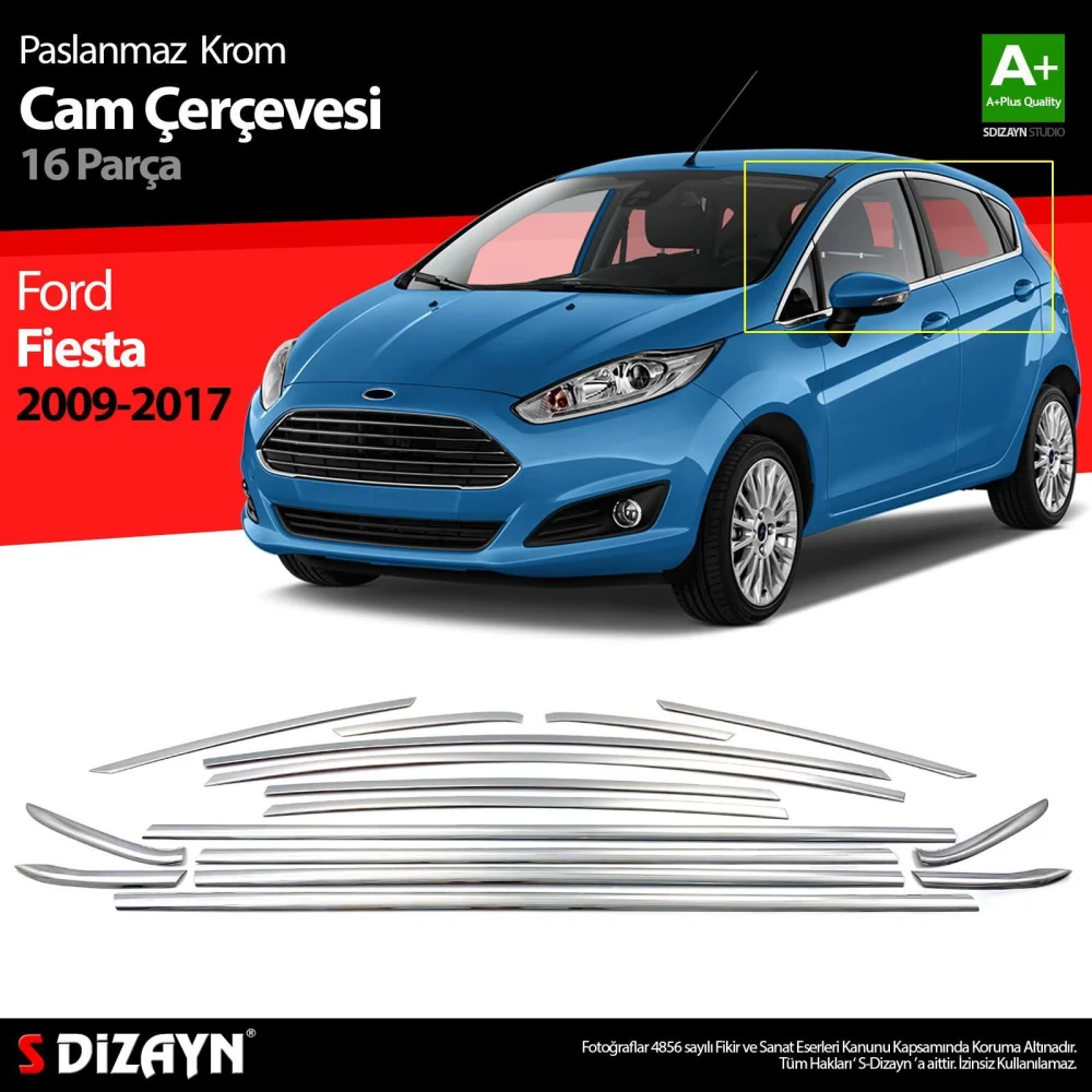 Drs Tuning Ford Fiesta Krom Cam Çerçevesi 16 Parça 2009-2017 A+ Kalite