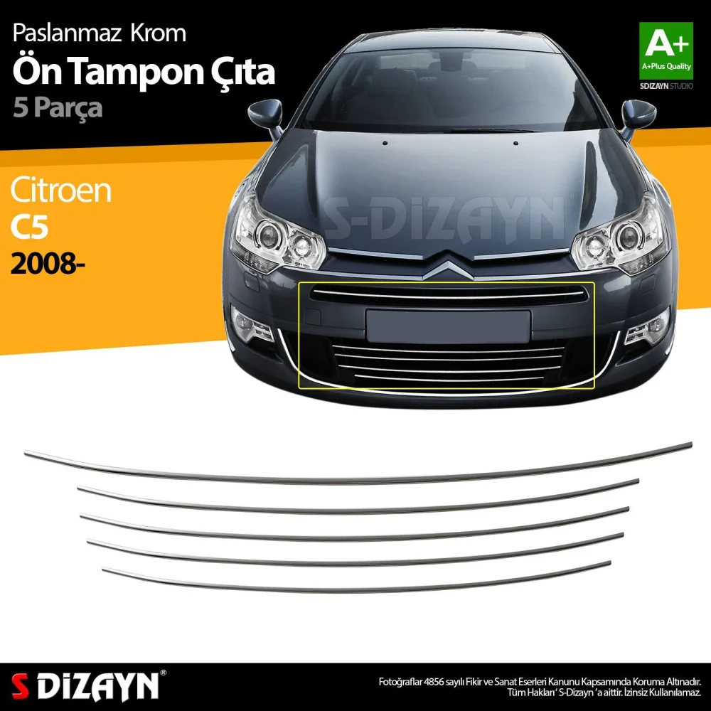 Drs Tuning Citroen C5 Krom Ön Tampon Çıtası 5 Prç 2008-2017