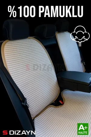 S-Dizayn Oto Koltuk Koruyucu Kılıf Set Krem Universal 2+3 Parça Ön Arka - Görsel 3