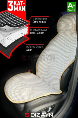 S-Dizayn Oto Koltuk Koruyucu Kılıf Set Krem Universal 2+3 Parça Ön Arka - Görsel 4