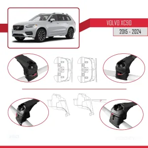 Volvo XC90 2015 ve Sonrası ile uyumlu ACE-2 Ara Atkı Tavan Barı SİYAH - Görsel 4