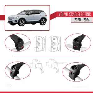 Volvo XC40 (Elektrikli) 2020 ve Sonrası ile uyumlu ACE-2 Ara Atkı Tavan Barı SİYAH thumb 3