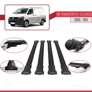 Volkswagen Transporter (T5) 2003-2015 Arası ile uyumlu FLY Model Ara Atkı Tavan Barı SİYAH 4 ADET BAR - Görsel 4
