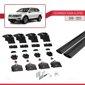 Volkswagen Tiguan ALLSPACE 2018-2023 Arası ile uyumlu ACE-2 Ara Atkı Tavan Barı SİYAH thumb 4