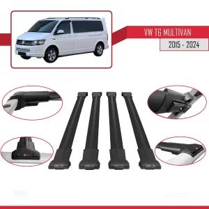 Multivan (T6) 2015 ve Sonrası ile uyumlu FLY Model Ara Atkı Tavan Barı SİYAH 4 ADET BAR - Görsel 4