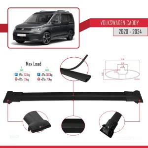 Volkswagen Caddy 2020 ve Sonrası ile uyumlu FLY Model Ara Atkı Tavan Barı SİYAH 4 ADET BAR thumb 3
